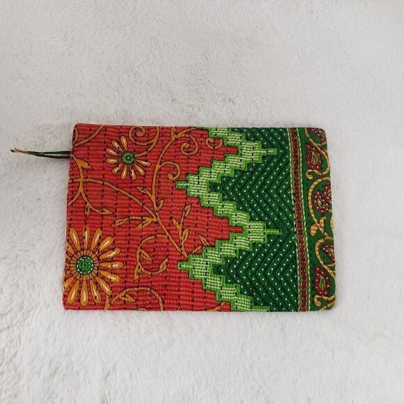 Anchal Project Pouch Cosmetic School Utility Batik Hippie Boho Orange Green - Picture 11 of 11